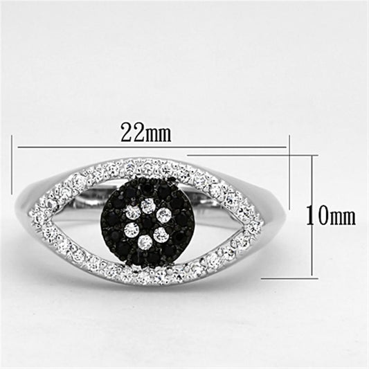 Alamode Rhodium + Ruthenium Brass Ring with AAA Grade CZ in Black Diamond - Alamode