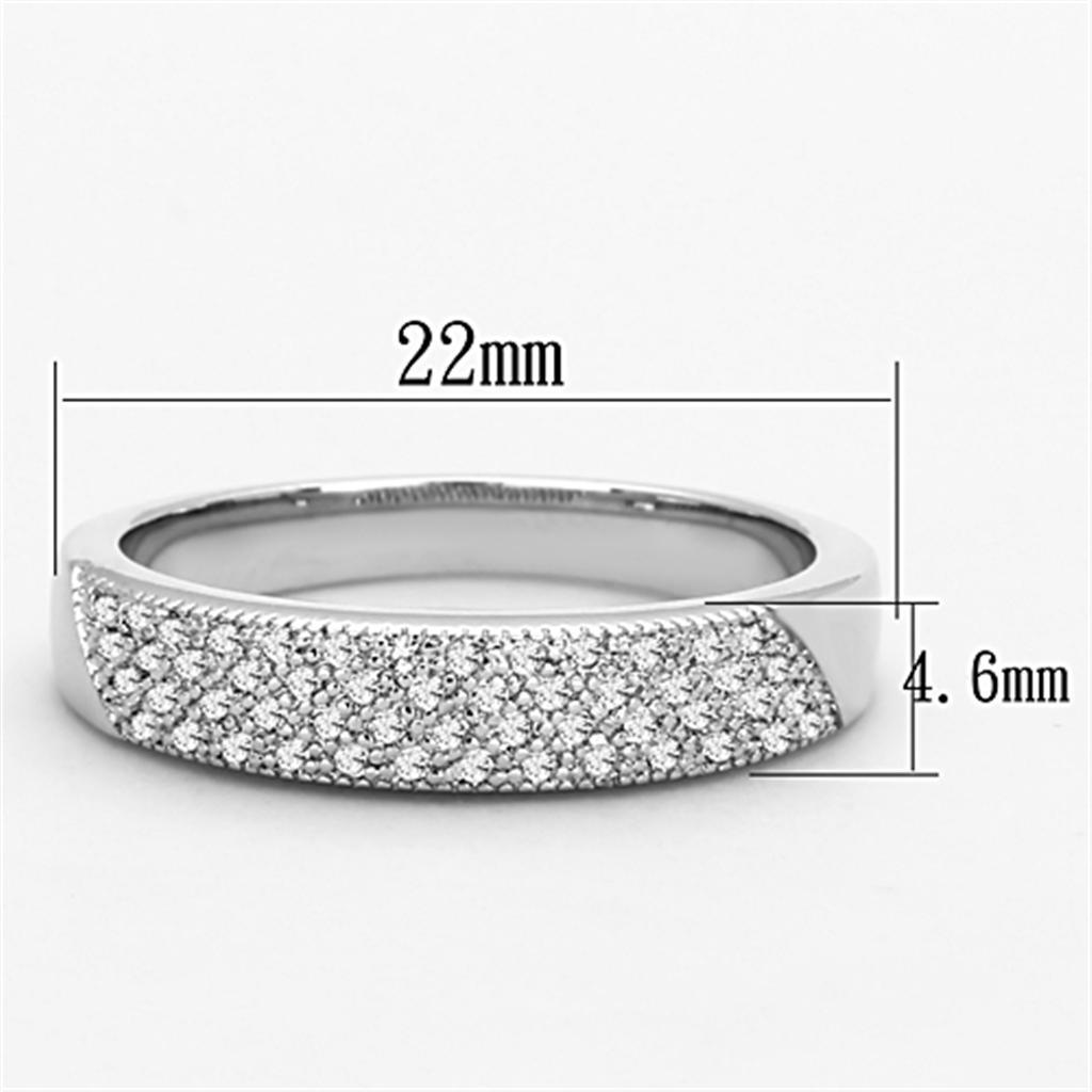 Alamode Rhodium Brass Ring with AAA Grade CZ in Clear - Flyclothing LLC