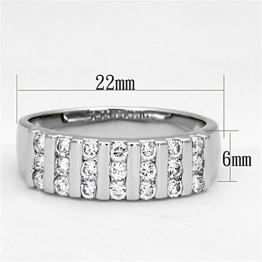 Alamode Rhodium Brass Ring with AAA Grade CZ in Clear - Flyclothing LLC