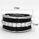 Alamode Rhodium Brass Ring with AAA Grade CZ in Black Diamond - Flyclothing LLC