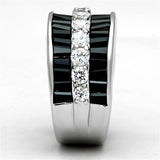 Alamode Rhodium Brass Ring with AAA Grade CZ in Black Diamond - Flyclothing LLC