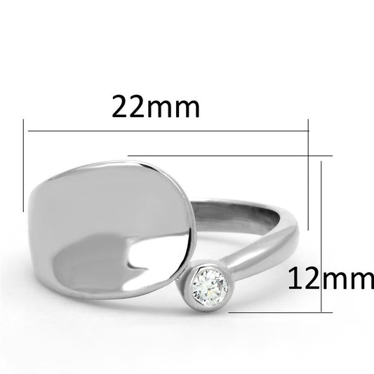 Alamode Rhodium Brass Ring with AAA Grade CZ in Clear - Flyclothing LLC