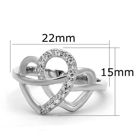 Alamode Rhodium Brass Ring with AAA Grade CZ in Clear - Flyclothing LLC