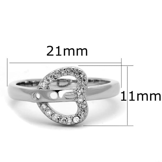 Alamode Rhodium Brass Ring with AAA Grade CZ in Clear - Flyclothing LLC