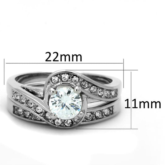 Alamode Rhodium Brass Ring with AAA Grade CZ in Clear - Flyclothing LLC