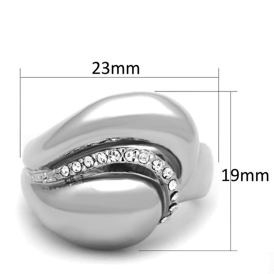 Alamode Rhodium Brass Ring with Top Grade Crystal in Clear - Alamode