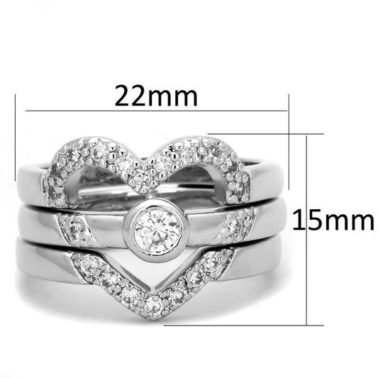 Alamode Rhodium Brass Ring with AAA Grade CZ in Clear - Flyclothing LLC