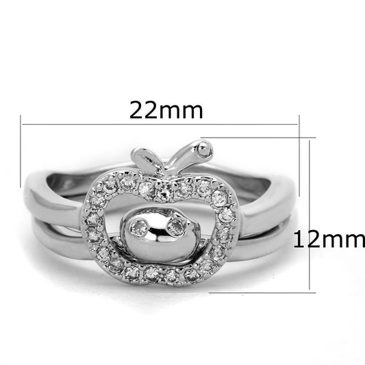 Alamode Rhodium Brass Ring with AAA Grade CZ in Clear - Flyclothing LLC