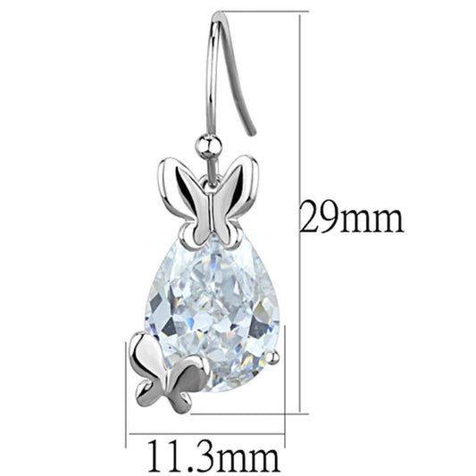 Alamode Rhodium Brass Earrings with AAA Grade CZ in Clear - Alamode