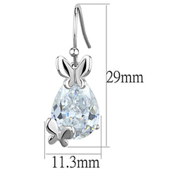 Alamode Rhodium Brass Earrings with AAA Grade CZ in Clear - Alamode