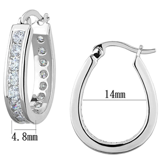 Alamode Rhodium Brass Earrings with AAA Grade CZ in Clear - Alamode