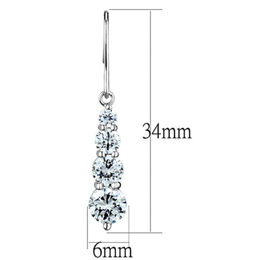 Alamode Rhodium Brass Earrings with AAA Grade CZ in Clear - Alamode