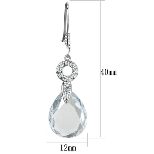 Alamode Rhodium Brass Earrings with AAA Grade CZ in Clear - Alamode