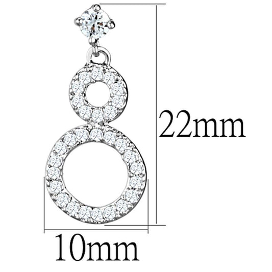 Alamode Rhodium Brass Earrings with AAA Grade CZ in Clear - Alamode