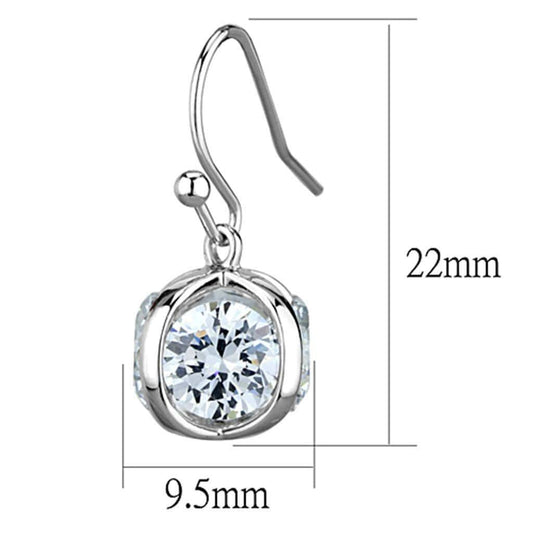 Alamode Rhodium Brass Earrings with AAA Grade CZ in Clear - Alamode