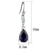 Alamode Rhodium Brass Earrings with AAA Grade CZ in Amethyst - Alamode