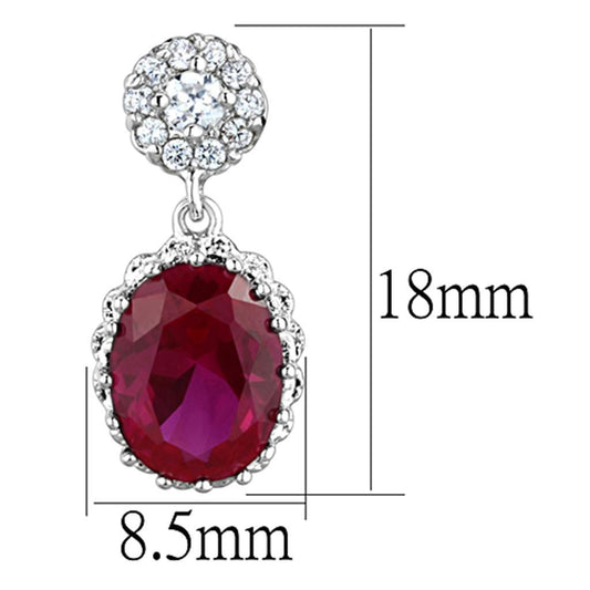 Alamode Rhodium Brass Earrings with AAA Grade CZ in Ruby - Flyclothing LLC