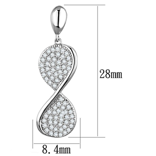 Alamode Rhodium Brass Earrings with AAA Grade CZ in Clear - Flyclothing LLC