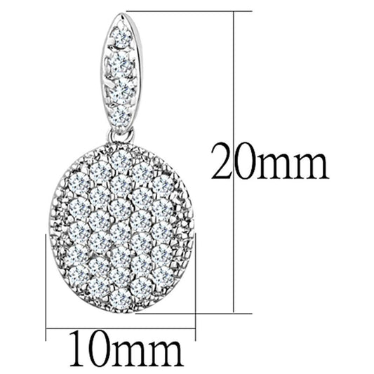 Alamode Rhodium Brass Earrings with AAA Grade CZ in Clear - Flyclothing LLC