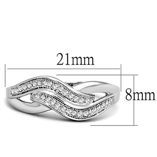 Alamode Rhodium Brass Ring with AAA Grade CZ in Clear - Flyclothing LLC