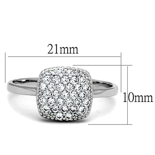 Alamode Rhodium Brass Ring with AAA Grade CZ in Clear - Flyclothing LLC