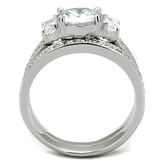 Alamode Rhodium Brass Ring with AAA Grade CZ in Clear - Flyclothing LLC