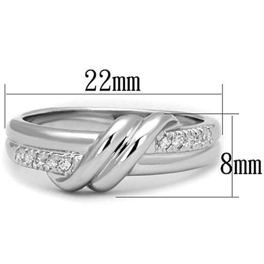 Alamode Rhodium Brass Ring with AAA Grade CZ in Clear - Flyclothing LLC