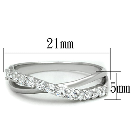 Alamode Rhodium Brass Ring with AAA Grade CZ in Clear - Flyclothing LLC