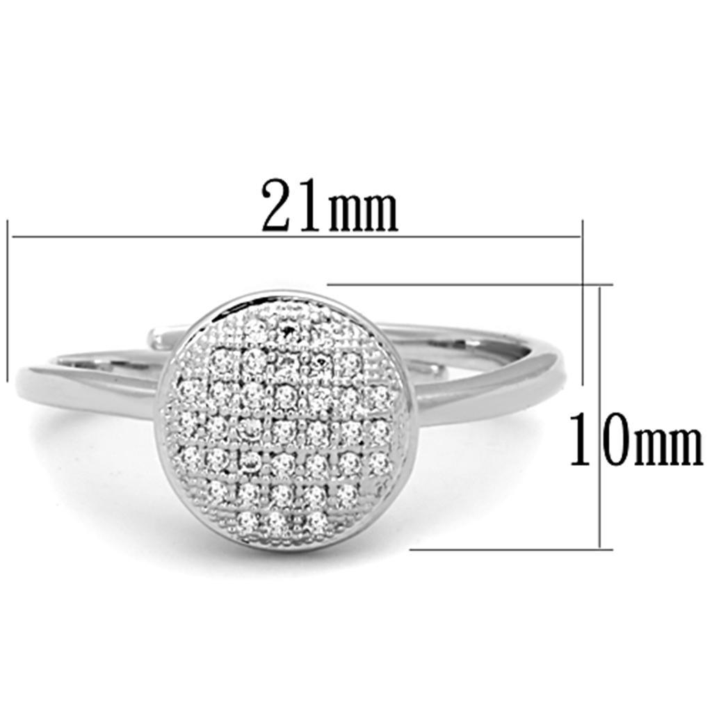 Alamode Rhodium Brass Ring with AAA Grade CZ in Clear - Flyclothing LLC