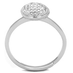 Alamode Rhodium Brass Ring with AAA Grade CZ in Clear - Flyclothing LLC