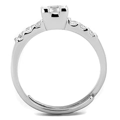 Alamode Rhodium Brass Ring with AAA Grade CZ in Clear - Flyclothing LLC