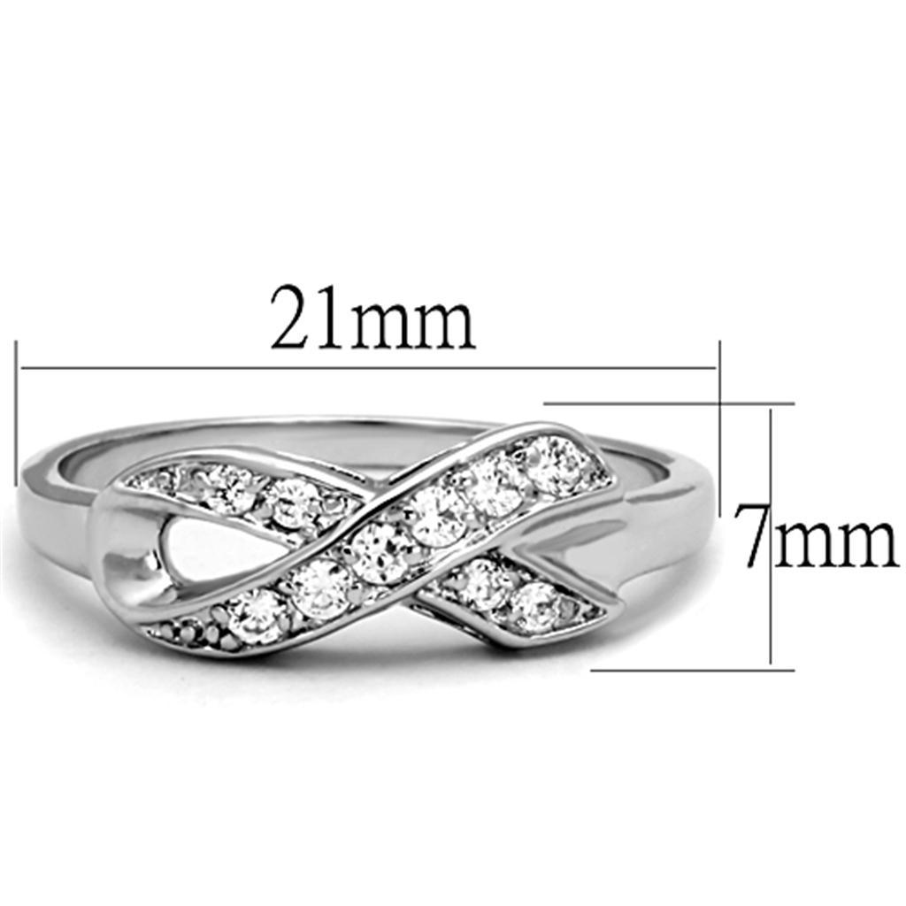 Alamode Rhodium Brass Ring with AAA Grade CZ in Clear - Flyclothing LLC