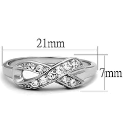 Alamode Rhodium Brass Ring with AAA Grade CZ in Clear - Flyclothing LLC