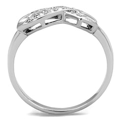 Alamode Rhodium Brass Ring with AAA Grade CZ in Clear - Flyclothing LLC