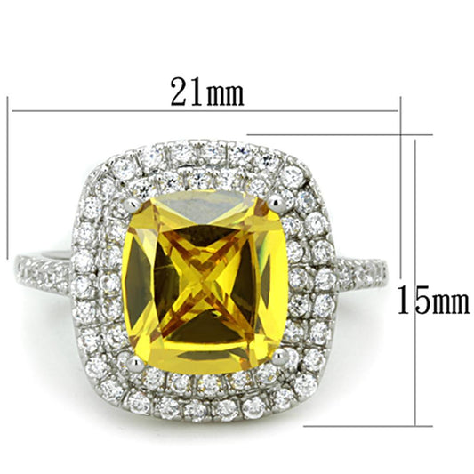 Alamode Rhodium Brass Ring with AAA Grade CZ in Topaz - Flyclothing LLC