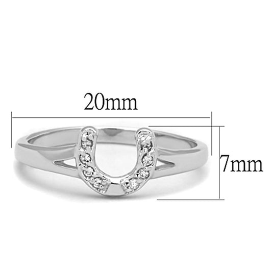 Alamode Rhodium Brass Ring with AAA Grade CZ in Clear - Flyclothing LLC