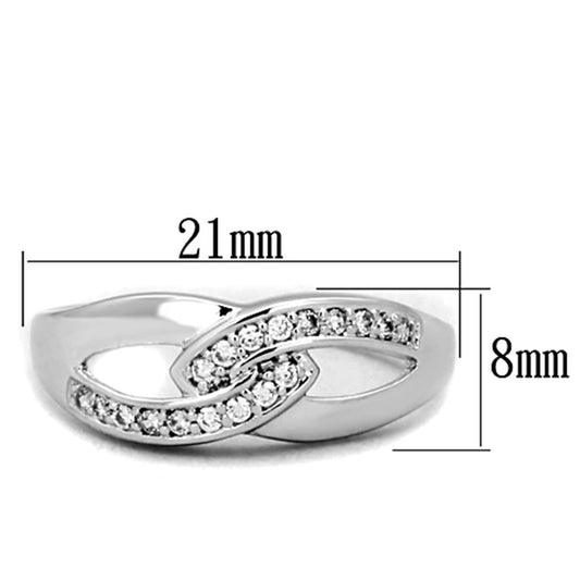 Alamode Rhodium Brass Ring with AAA Grade CZ in Clear - Flyclothing LLC