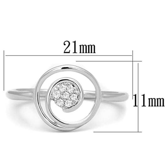 Alamode Rhodium Brass Ring with AAA Grade CZ in Clear - Flyclothing LLC