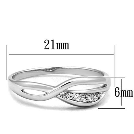 Alamode Rhodium Brass Ring with AAA Grade CZ in Clear - Flyclothing LLC