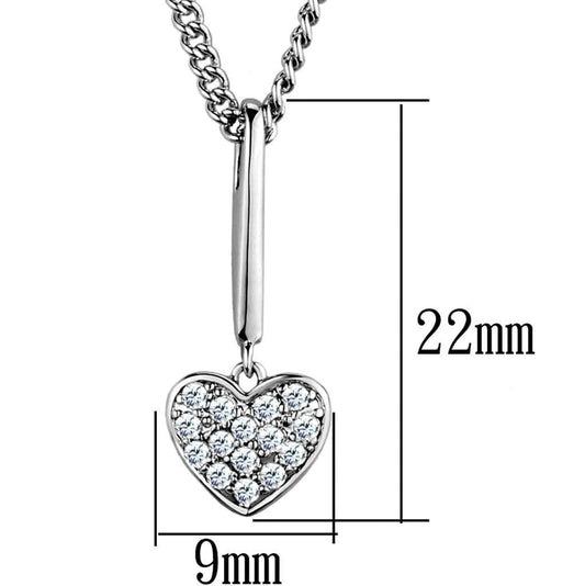 Alamode Rhodium Brass Chain Pendant with AAA Grade CZ in Clear - Alamode