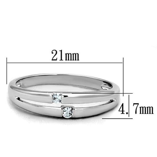 Alamode Rhodium Brass Ring with AAA Grade CZ in Clear - Flyclothing LLC