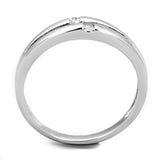 Alamode Rhodium Brass Ring with AAA Grade CZ in Clear - Flyclothing LLC