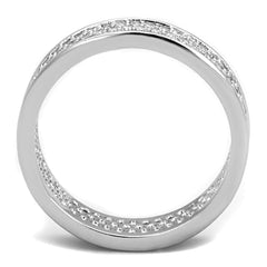 Alamode Rhodium Brass Ring with AAA Grade CZ in Clear - Flyclothing LLC