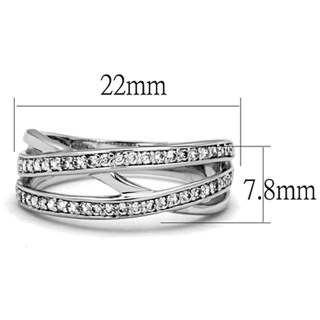 Alamode Rhodium Brass Ring with AAA Grade CZ in Clear - Flyclothing LLC