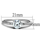 Alamode Rhodium Brass Ring with AAA Grade CZ in Clear - Flyclothing LLC