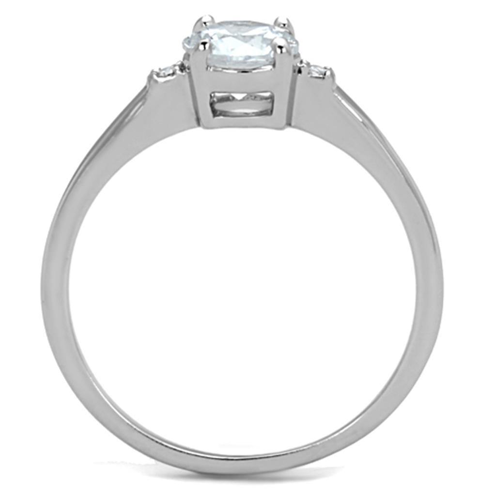 Alamode Rhodium Brass Ring with AAA Grade CZ in Clear - Flyclothing LLC