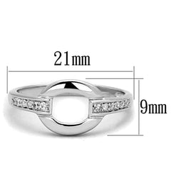 Alamode Rhodium Brass Ring with AAA Grade CZ in Clear - Flyclothing LLC