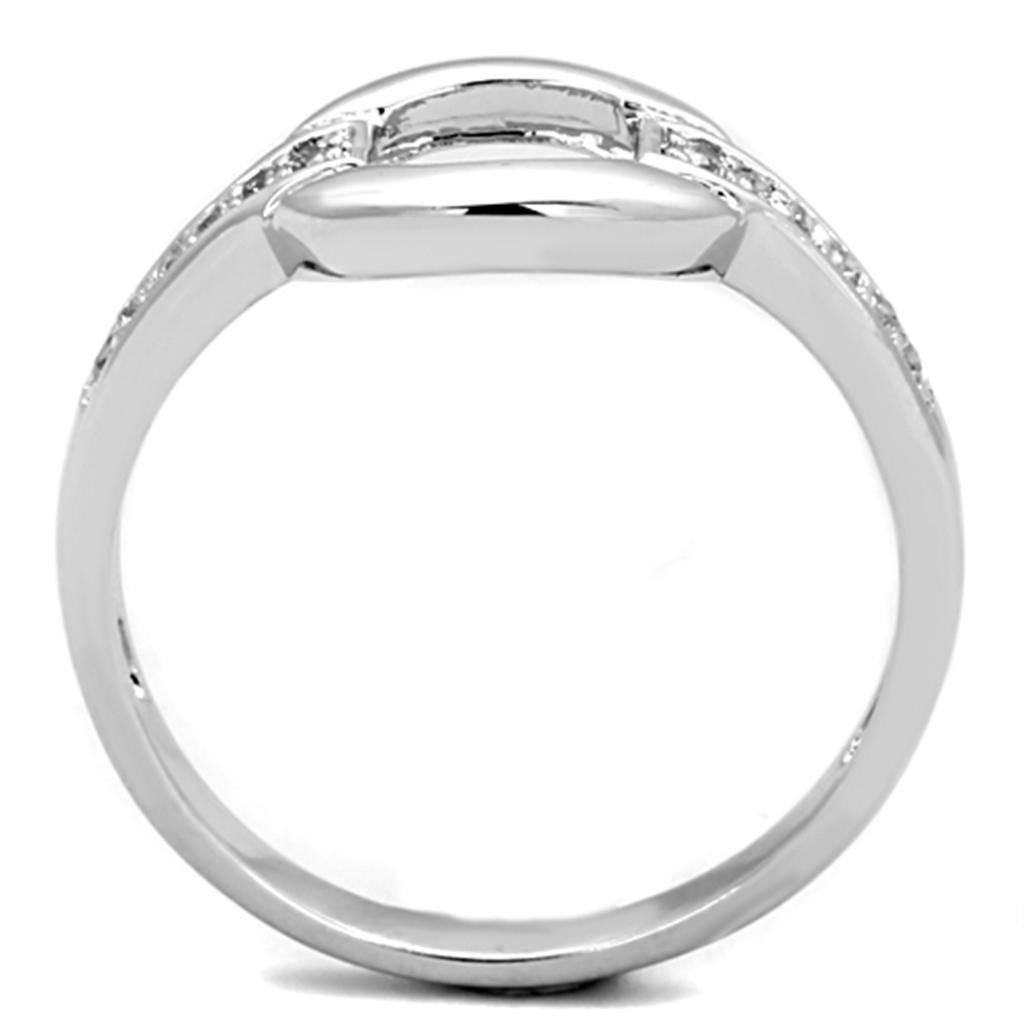 Alamode Rhodium Brass Ring with AAA Grade CZ in Clear - Flyclothing LLC