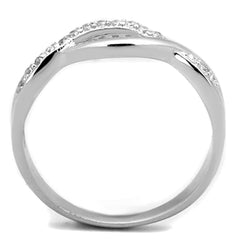 Alamode Rhodium Brass Ring with AAA Grade CZ in Clear - Flyclothing LLC