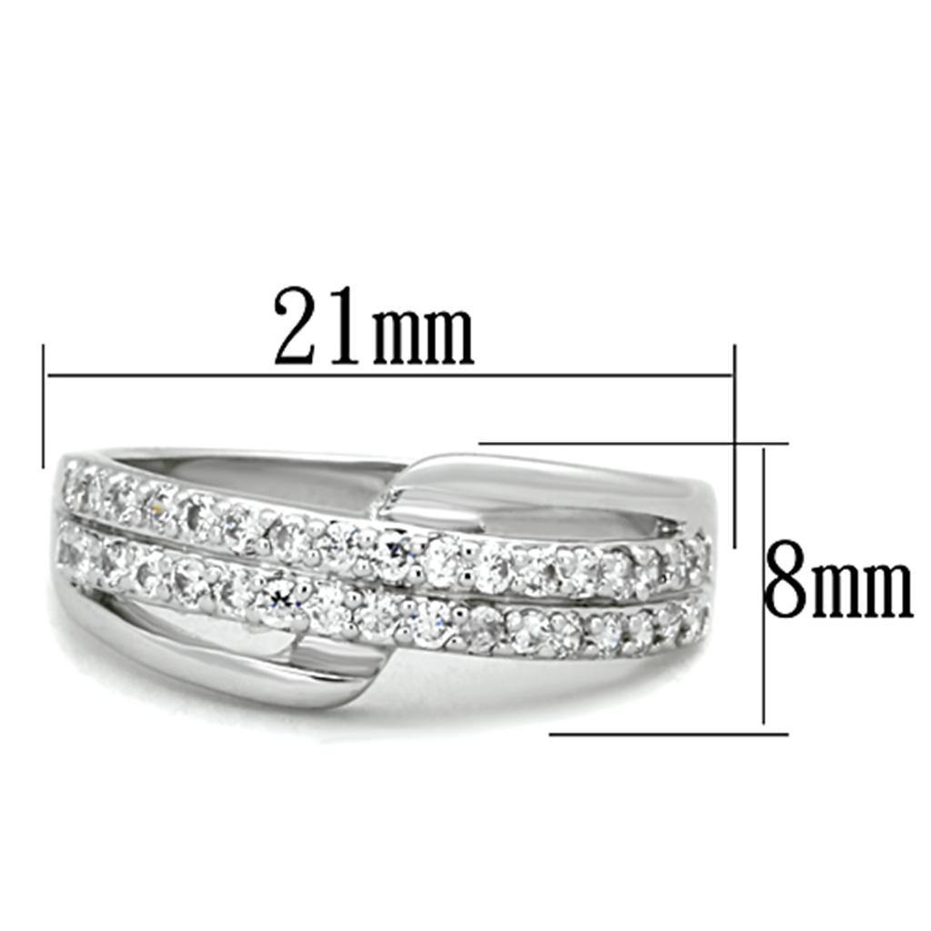 Alamode Rhodium Brass Ring with AAA Grade CZ in Clear - Flyclothing LLC